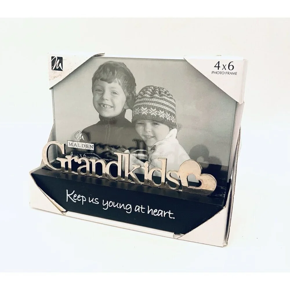 Grandkids Photo Frame 4x6 Picture Shelf Table Desk 3D Glass Grandparents Gift